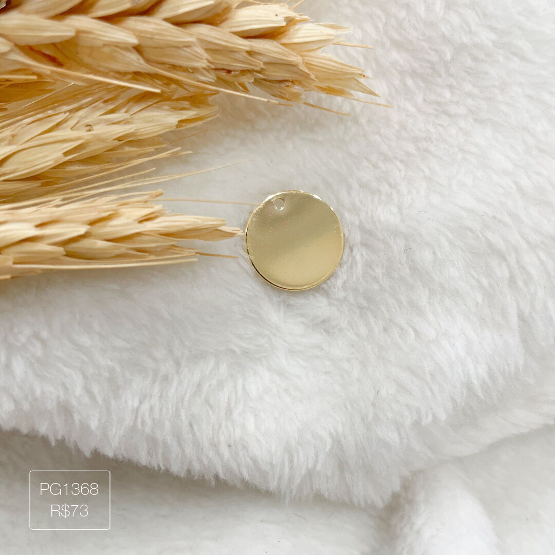 Pingente Redondo 14mm (P) Liso Dourado